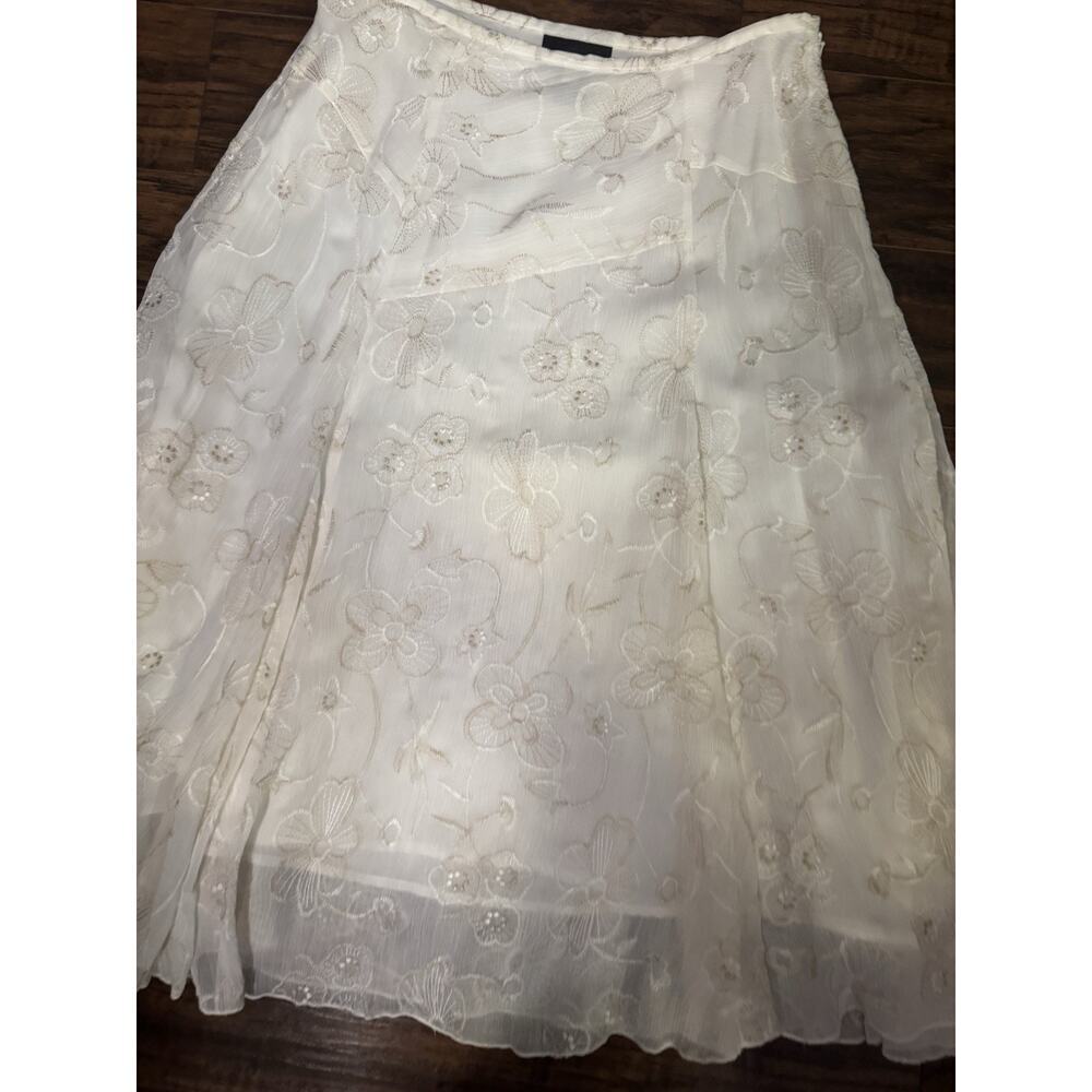 Multiples Womens White Skirt Lace Boho Lined A Line Floral Sz:8 - Picture 2 of 7